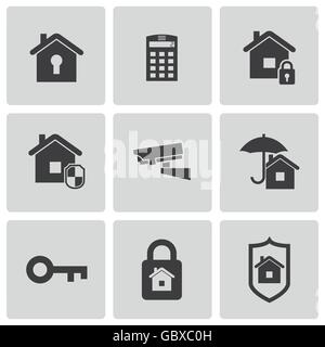 Vektor-schwarz-home-Security-Icons set Stock Vektor