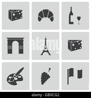 Vektor schwarze Paris Icons set Stock Vektor