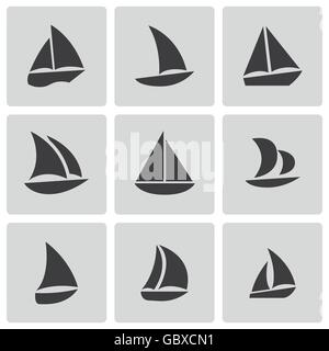 Vektor schwarz Segelboot Icons set Stock Vektor
