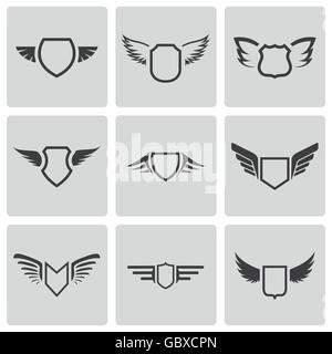 Vektor-schwarzes Schild-Icons set Stock Vektor