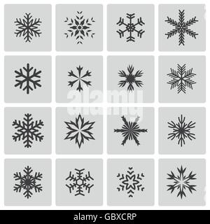 Vektor schwarz Schneeflocke Icons set Stock Vektor
