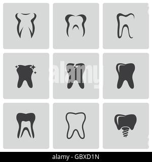 Vektor schwarze Zähne Icons set Stock Vektor