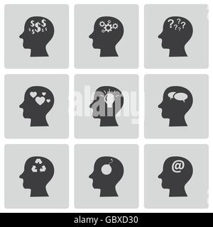 Vektor schwarze Gedanken Icons set Stock Vektor