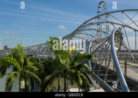 Singapur-Helix-Brücke, Marina Bay Stockfoto