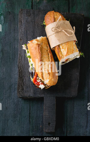 Vegetarische Baguette-sandwich Stockfoto