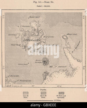 Nossi Bé. Neugierig sein. Madagaskar, 1885 Antike Landkarte Stockfoto