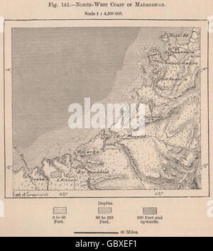 Nord-West-Küste von Madagaskar, 1885 Antike Landkarte Stockfoto