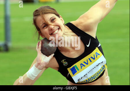 Leichtathletik - Aviva-Weltmeisterschaften und UK-Meisterschaften - Tag zwei - Alexander-Stadion. Kelly Sotherton tritt während der Aviva-Weltmeisterschaften und der UK-Meisterschaften im Alexander Stadium in Birmingham in der Frauenaufnahme an. Stockfoto