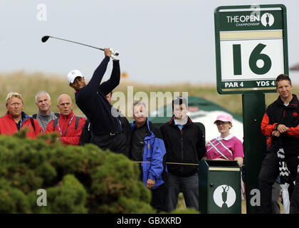 USA's Tiger Woods während der Übungsrunde im Turnberry Golf Club, Ayrshire. Stockfoto