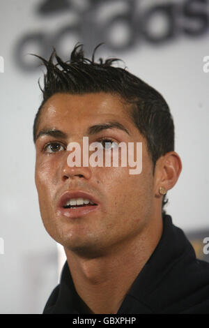 Cristiano Ronaldo von Real Madrid während einer Pressekonferenz während des Trainingslagers vor der Saison im Carton House Co Kildare. Stockfoto