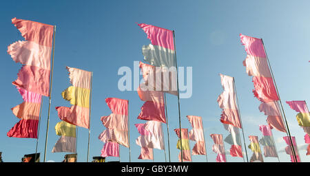 Womad Festival 2009 - Wiltshire. Allgemeine Ansicht der dekorativen Flaggen beim Womad Festival in Charlton Park, Wiltshire. Stockfoto