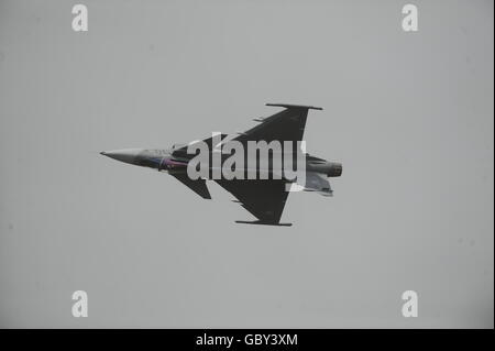 Saab JAs39C EBS HU Gripen von 1 VS 'Puma' Squadron der ungarischen Streitkräfte, Kecskemet bei der Royal International Air Tattoo bei RAF Fairford, Gloucestershire. Stockfoto