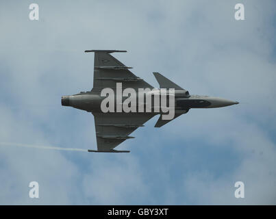 Saab JAs39C EBS HU Gripen von 1 VS 'Puma' Squadron der ungarischen Streitkräfte, Kecskemet bei der Royal International Air Tattoo bei RAF Fairford, Gloucestershire. Stockfoto