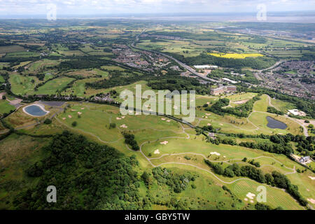 Golf - das Celtic Manor Resort - Luftaufnahmen Stockfoto