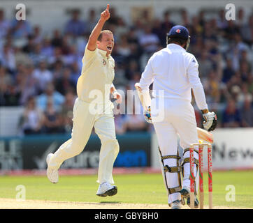 Cricket - The Ashes 2009 - npower Vierter Test - Tag 1 - England gegen Australien - Headingley. Der australische Peter Siddle feiert das Wicket des englischen Graeme Swann Stockfoto