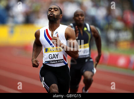 Leichtathletik - Aviva London Grand Prix 2009 - Tag Zwei - Crystal Palace National Sports Centre. Tyson Gay aus den USA gewinnt beim Aviva London Grand Prix im Crystal Palace National Sports Centre, London, die 200 Meter der Männer. Stockfoto