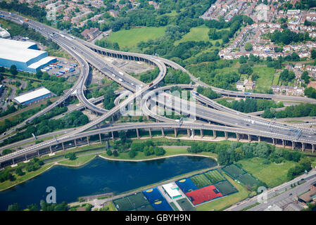 Spaghetti Junction Birmingham West Midlands, UK, aus der Luft Stockfoto