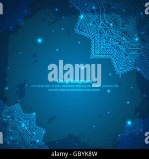 Abstract Grunge indische blaue Ornament. Stock Vektor