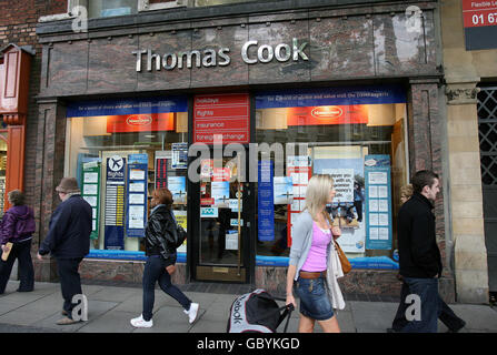 Personal-Protest gegen Arbeitsplatzabbau bei Thomas Cook Stockfoto