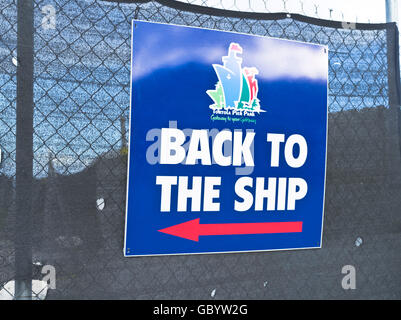 dh Road Town, TORTOLA Karibik Kreuzfahrt Schiff zurück zum Schiff-Schild Stockfoto