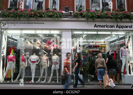 Ein amerikanisches Bekleidungsgeschäft in der Carnaby Street, London. Stockfoto