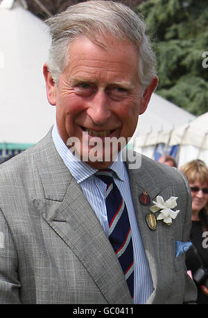 Der Prinz von Wales während einer Tour bei der Sandringham Flower Show auf dem Anwesen der Königin in Norfolk. Stockfoto