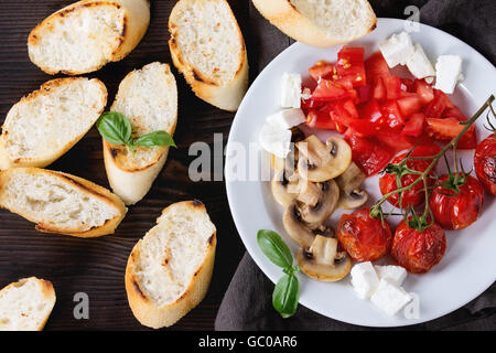 Zutaten für bruschetta Stockfoto