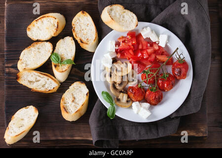 Zutaten für bruschetta Stockfoto