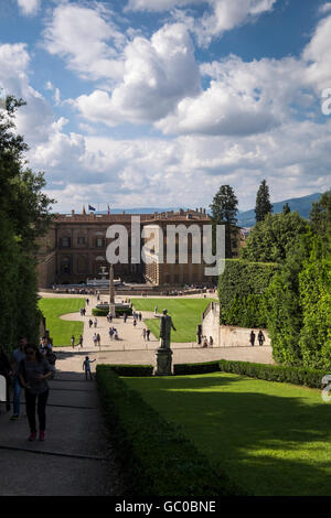 Giardino di Boboli Rückblick auf den Palazzo Pitti, Florenz, Toskana, Italien Stockfoto