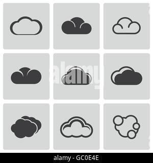 Schwarze Wolke Vektor-Icons set Stock Vektor