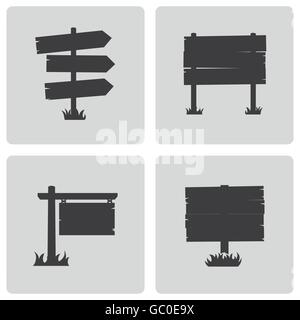 Vektor schwarze alte Holz Schild-set Stock Vektor