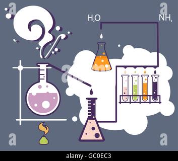 Alten Wissenschaft und Chemie-Infografik-Labor Stock Vektor