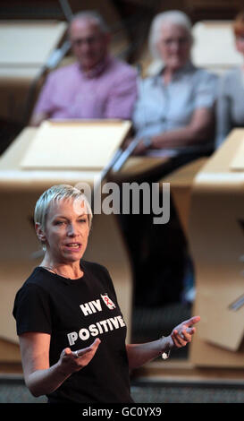 Annie Lennox spricht beim schottischen Parlament Stockfoto