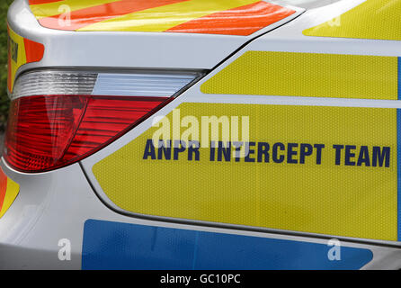 Strathclyde Polizei ANPR Kameras auf einem Verkehrspolizei Auto draußen Gefängnis Greenock Stockfoto