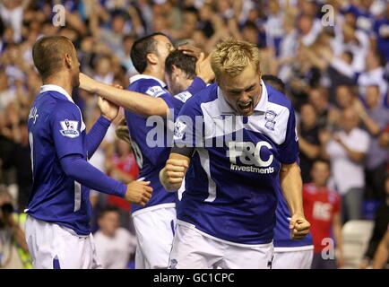 Sebastian Larsson aus Birmingham feiert, nachdem James McFadden die Punkte erzielt hat Siegtreffer Stockfoto