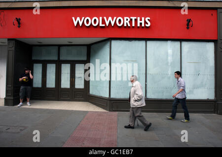 Woolworths-Verschlüsse. Woolworths schloss das Geschäft in Shrewsbury. Stockfoto