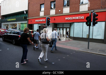 Woolworths schloss das Geschäft in der Castle Street in Shrewsbury. Stockfoto