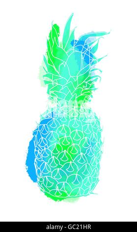 Ananas-Frucht-Art-Design auf isolierte Hintergrund, bunte Farbe Skizze Stil Illustration für Sommer. EPS10 Vektor. Stock Vektor