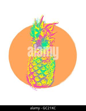 Ananas-Frucht-Art-Design, bunte Farbe Skizze Stil Illustration für den Sommer. EPS10 Vektor. Stock Vektor