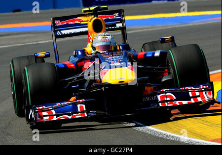 Red Bull's Sebastian Vettel aus Deutschland beim zweiten Training während des Trainingstages auf dem Circuit Valencia, Spanien. Stockfoto