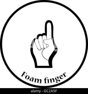 Fan-Schaum mit Nummer eins Geste Symbol Hand. Dünnen Kreis Design. Vektor-Illustration. Stock Vektor