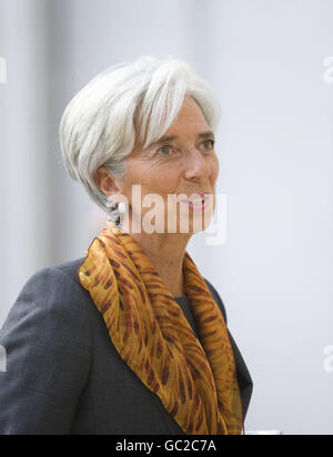 Christine Lagarde, die französische Finanzministerin, trifft in der Guildhall zum G20-Finanzminister-Abendessen in London ein. Stockfoto