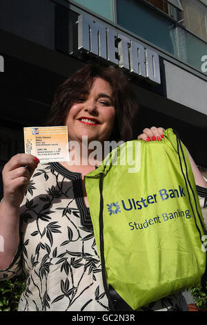 Student banking Striptease Förderung Stockfoto