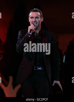 Marti Pellow auf der Bühne während der Show „Thank you for the Music, A Cembalo of the Music of ABBA“ von BBC Radio 2 im Hyde Park im Zentrum von London. Stockfoto