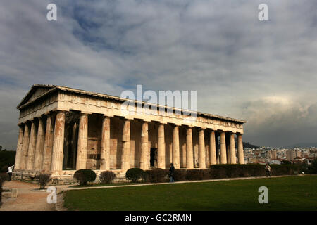 Allgemeine Ansicht des Tempels von Hephaestus oder Theseion in Athen Stockfoto