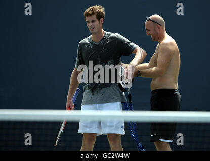 Andy Murray von Great Britains auf den Übungsplätzen in Flushing Wiesen Stockfoto
