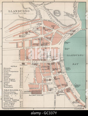 LLANDUDNO Stadt Plan. Wales. Bartholomäus, 1902 Antike Landkarte Stockfoto