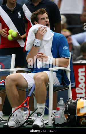 Der britische Andy Murray nach seinem Spiel gegen den kroatischen Marin Cilic beim US Open in Flushing Meadows, New York, USA. Stockfoto