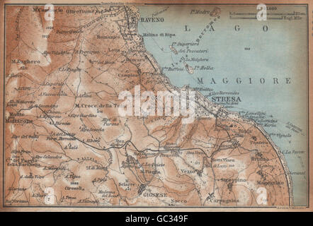 UMGEBUNG VON STRESA. Baveno Gignese. Italien-Mappa. BAEDEKER, 1938 Stockfoto