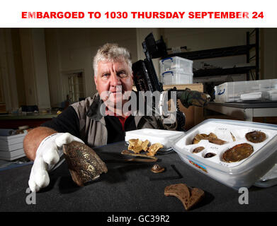 Angelsächsischen Hort gefunden in Staffordshire Stockfoto